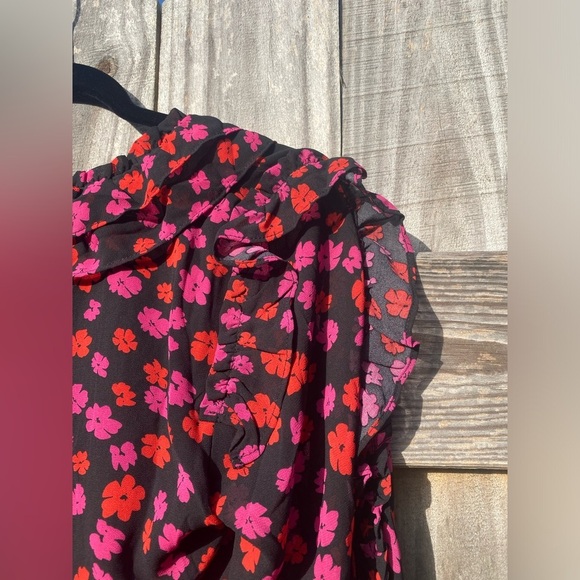 Dee Elly Floral Ruffle Dress - Black, red, and Pink - Picture 8 of 9